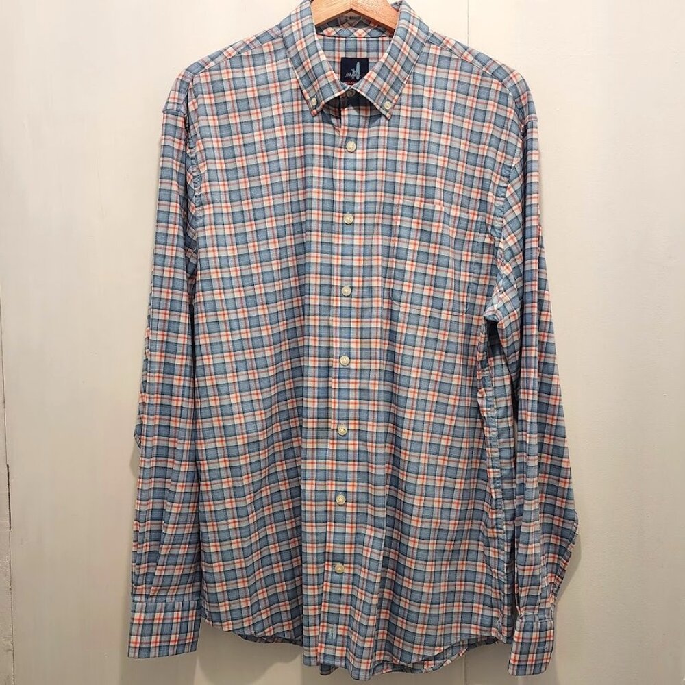 Johnnie O Mens‎ Lightweight Cotton Check Plaid Button Down Flannel Size Large